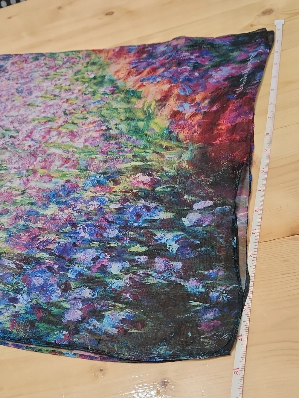 Galleria Claude Monet Garden Gloral Art Scarf French Impressionist Silk Feel